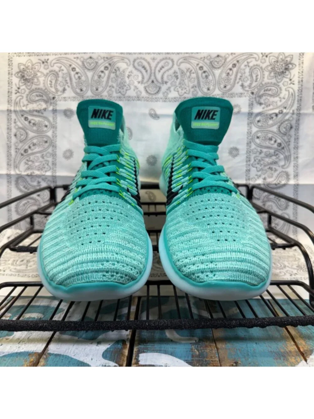 Nike Free RN Flyknit Running Shoes Hyper Turquoise 831070-307 Womens Sz 8.5 EUC